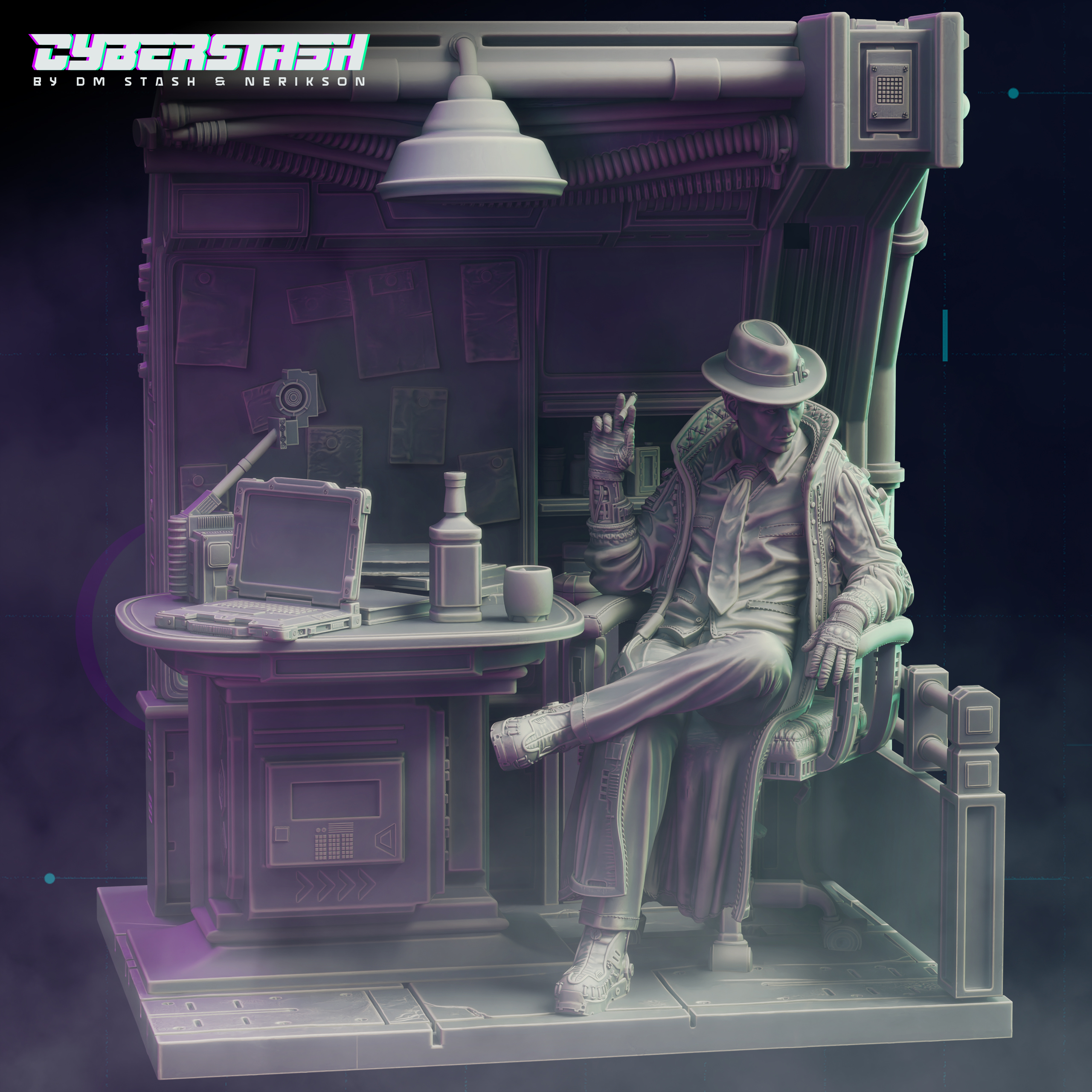 Cyberpunk Neo-Noire Detective - Vincent "Midnight" Falcone (Diorama Pose)